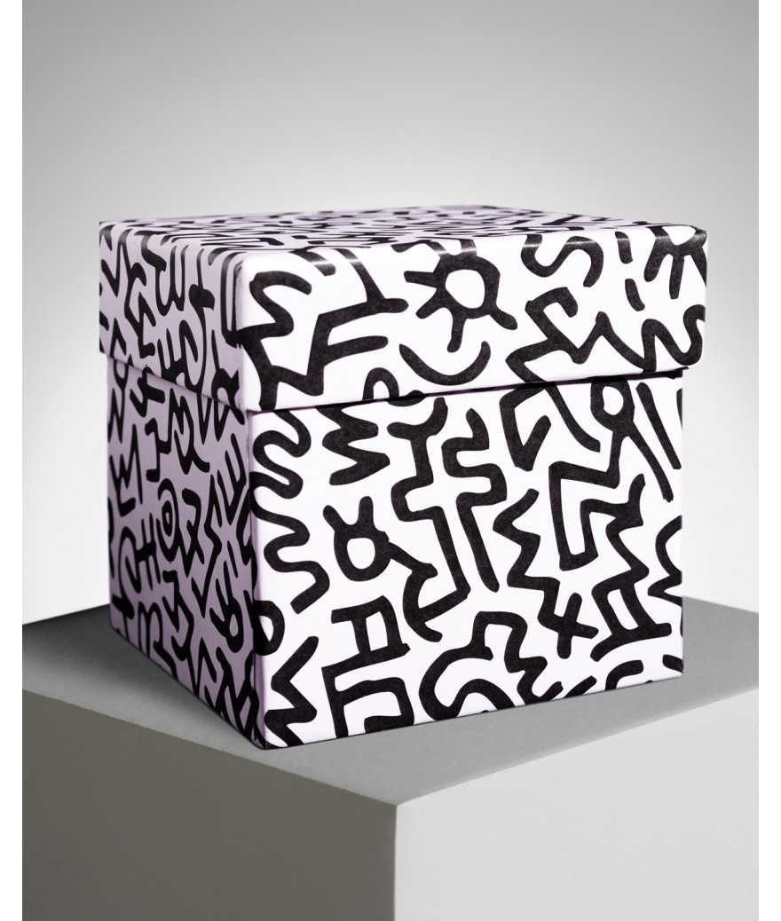 ligne blanche paris Keith HARING Bougie parfumée carrée ”Red on White”
